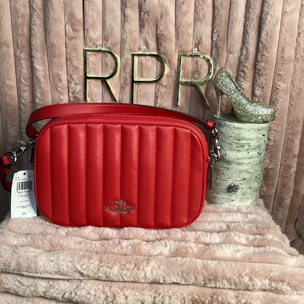 NWT Coach Candy Apple Red Puffy Quilted Jes Crossbody Purse